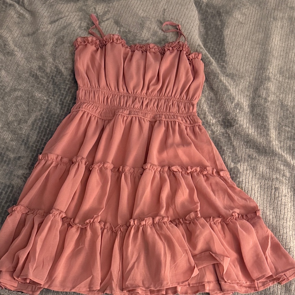 Trixxi Pink ruffled tiered mini dress